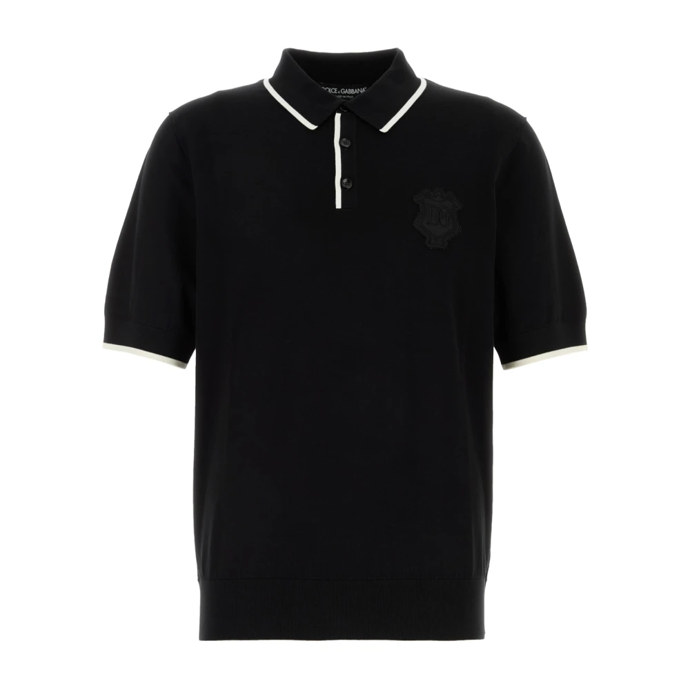 Dolce & Gabbana Stickad Polo Tröja Black, Herr