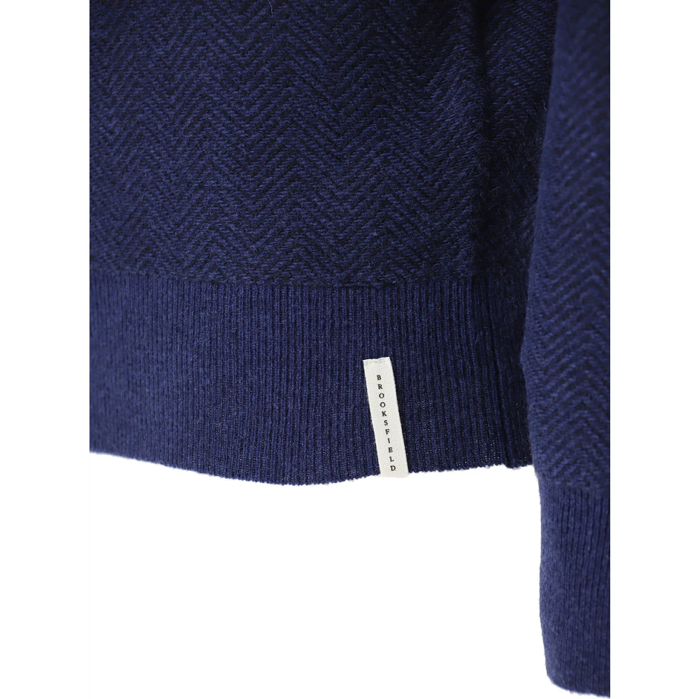 Brooksfield Round-neck Knitwear Blue Heren