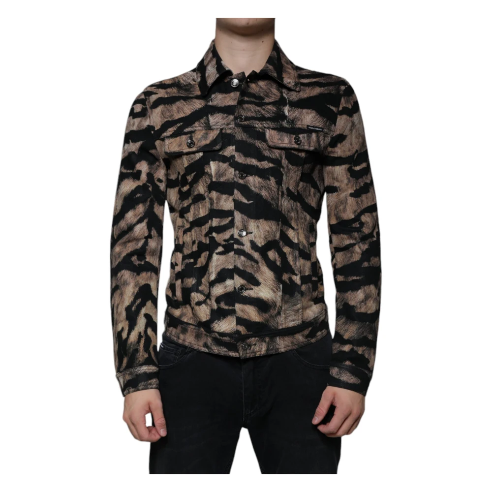 Dolce & Gabbana Uomo Marrone - Tiger Button Down Collared Jacket - Jackets - M