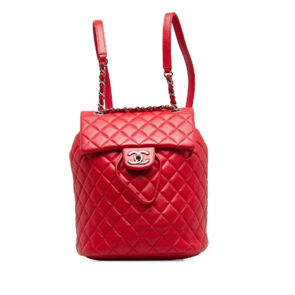 Chanel Vintage Pre-owned Leather backpacks Red Dames