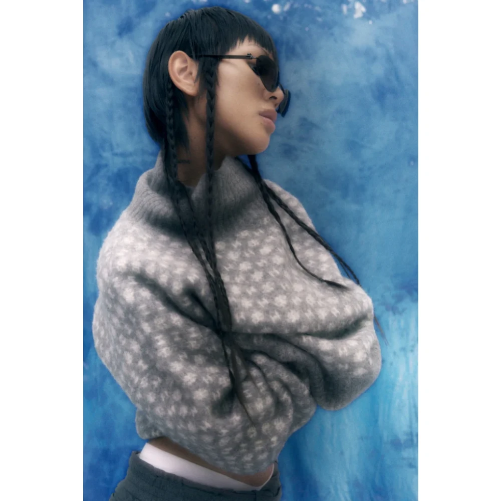 Hést Donkergrijze Melange Logo Sweater Gray Dames