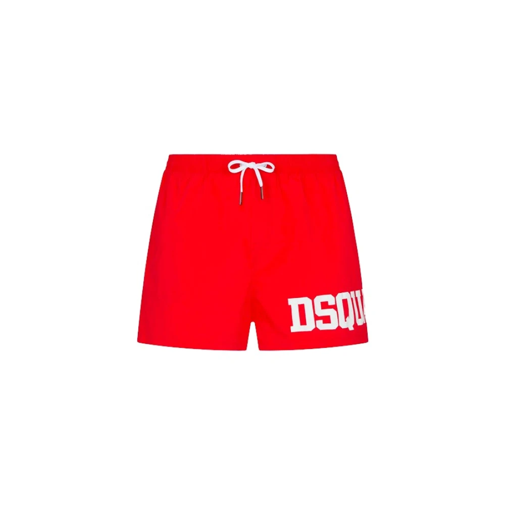 Dsquared2 Men's Red Beachwear, M, Boxer Swimwear - Midi Style
