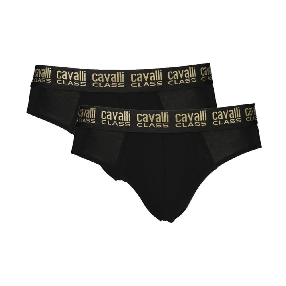 Cavalli Class Zwarte Katoenen Ondergoed Briefs Bi-pack Black Heren
