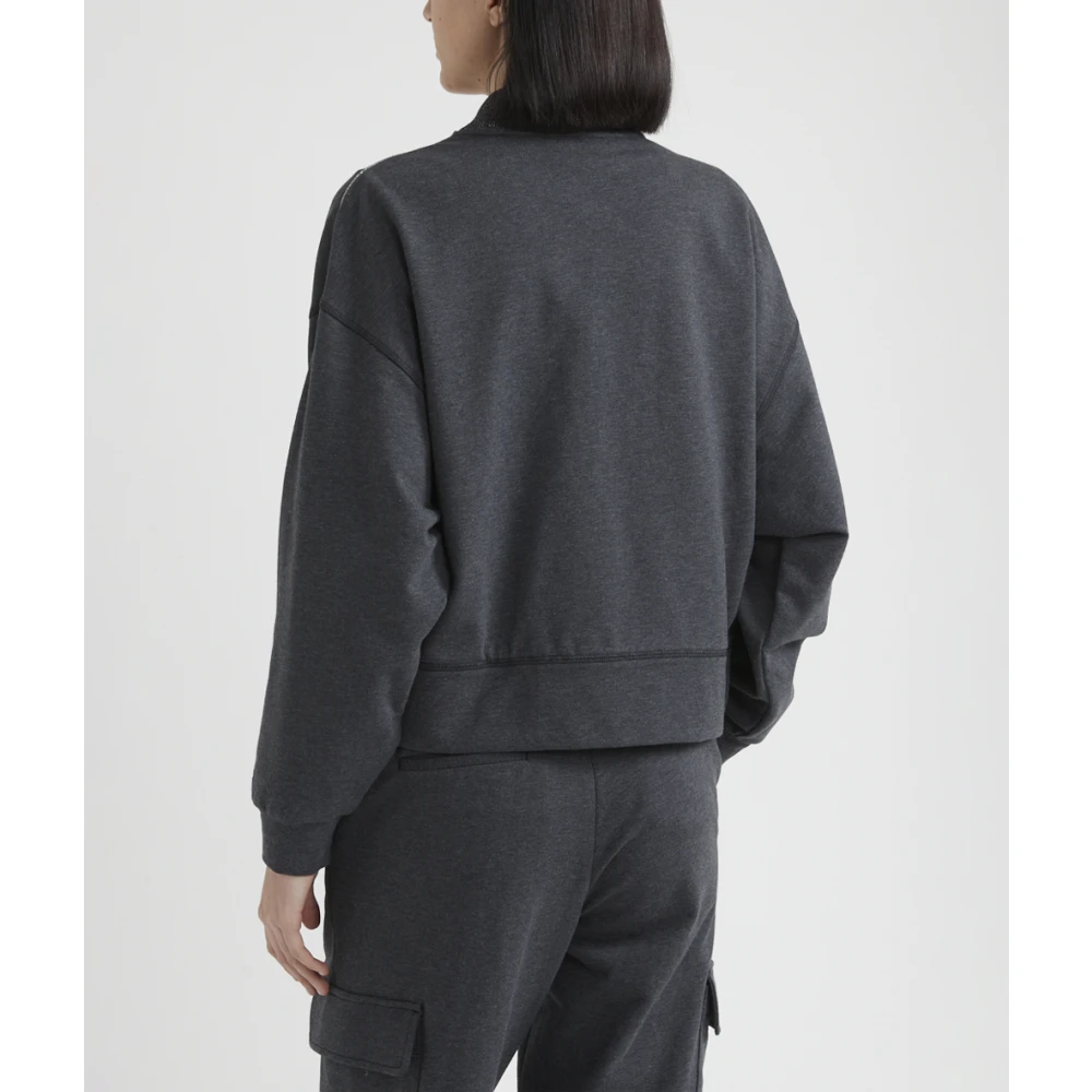 PESERICO Geborstelde stretch katoenen sweatshirt Gray Dames