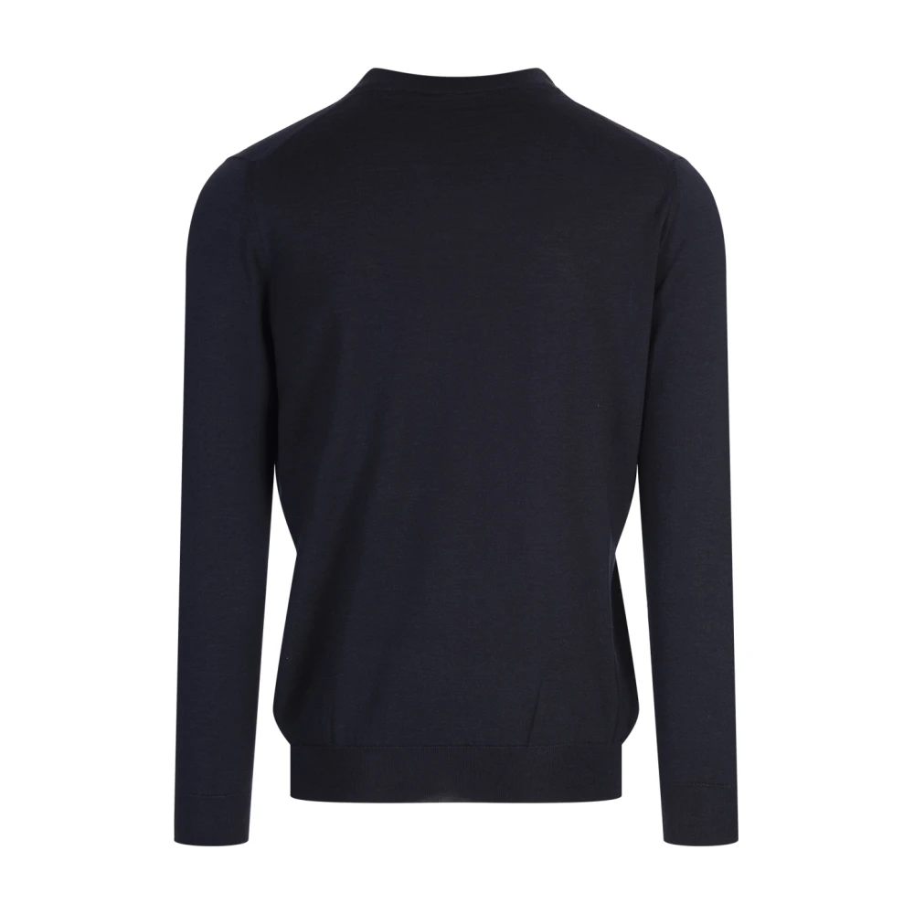 Kiton Blauwe Zijde Kasjmier V-hals Trui Blue Heren