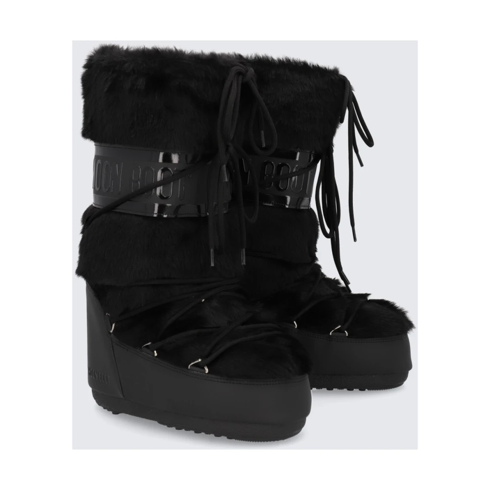 moon boot Icon Faux Fur Nylon Laarzen Black Dames