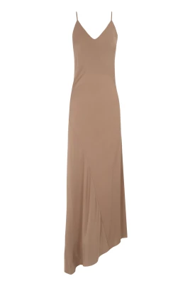 Silk Stretch Klänning Asymmetrisk Fåll