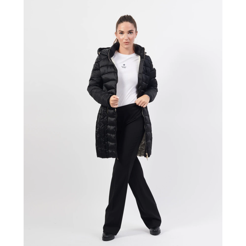 YES ZEE Zwarte Gewatteerde Hoodiejas Black Dames