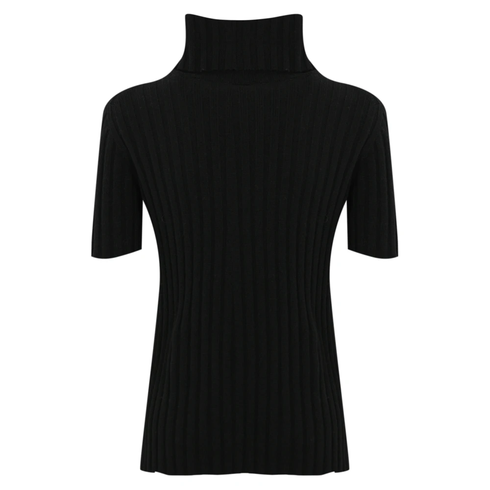 Liviana Conti Kasjmier Zwarte Trui Korte Mouw Black Dames