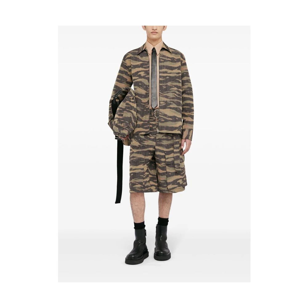 Jil Sander Zebra Print Zijden Overhemd Green Heren