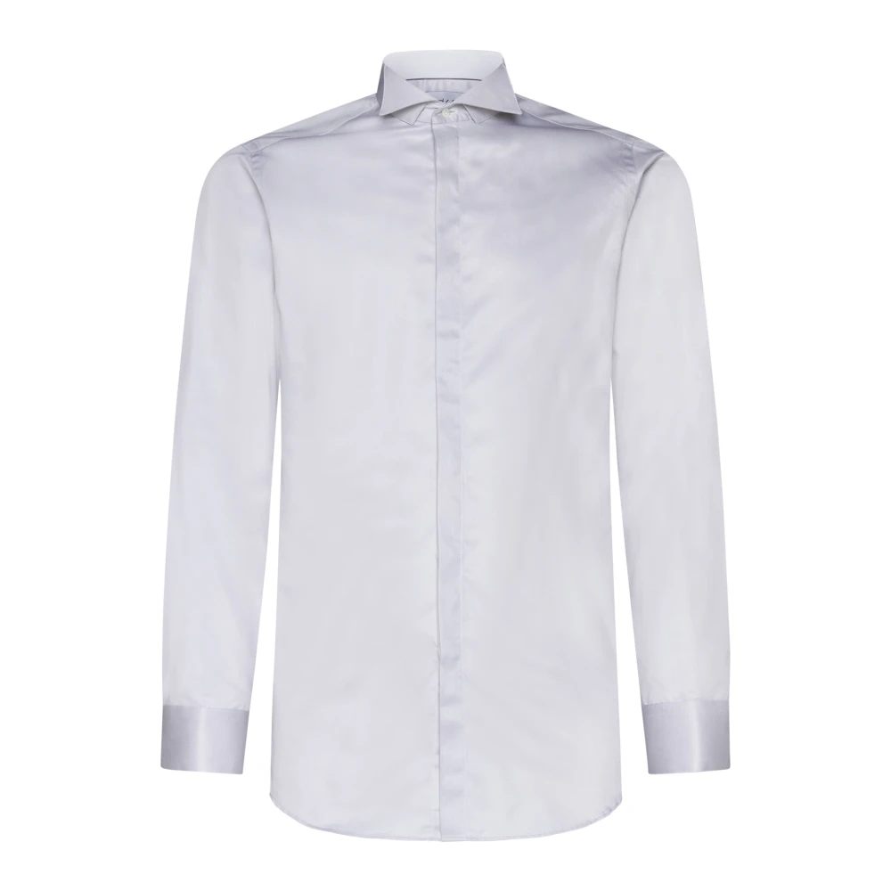 D4.0 Slim-Cut Cotton Shirt Grey Gray Heren