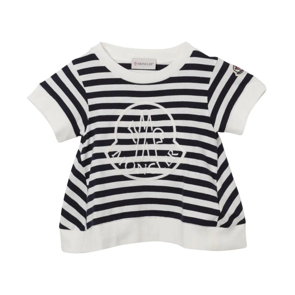 Moncler Unisex Blue Striped Logo T-Shirt
