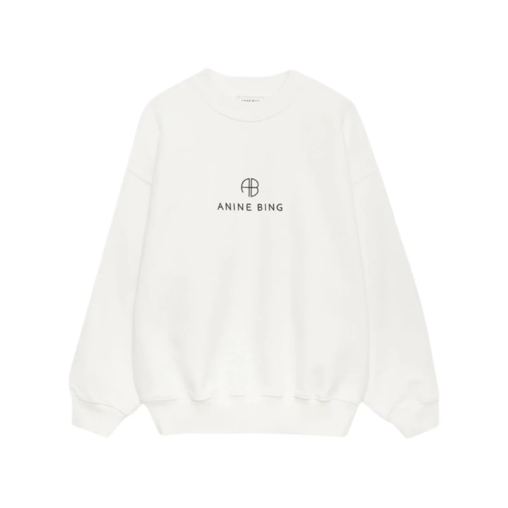 Anine Bing Monogram Ronde Hals Sweatshirt White Dames