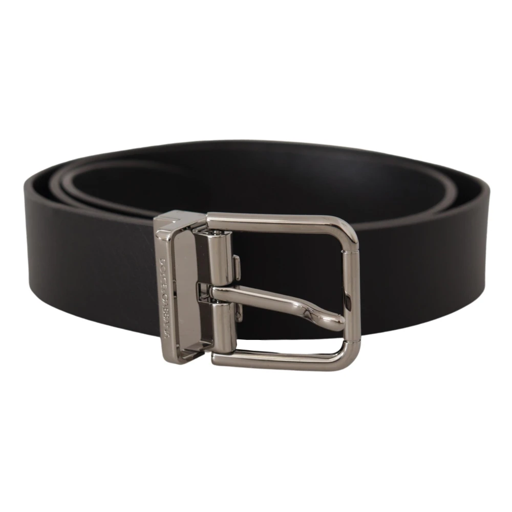 Dolce & Gabbana Zwarte leren riem met metalen gesp Black Heren