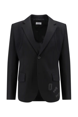 Off-White Logo Broderad Enkelknäppt Blazer