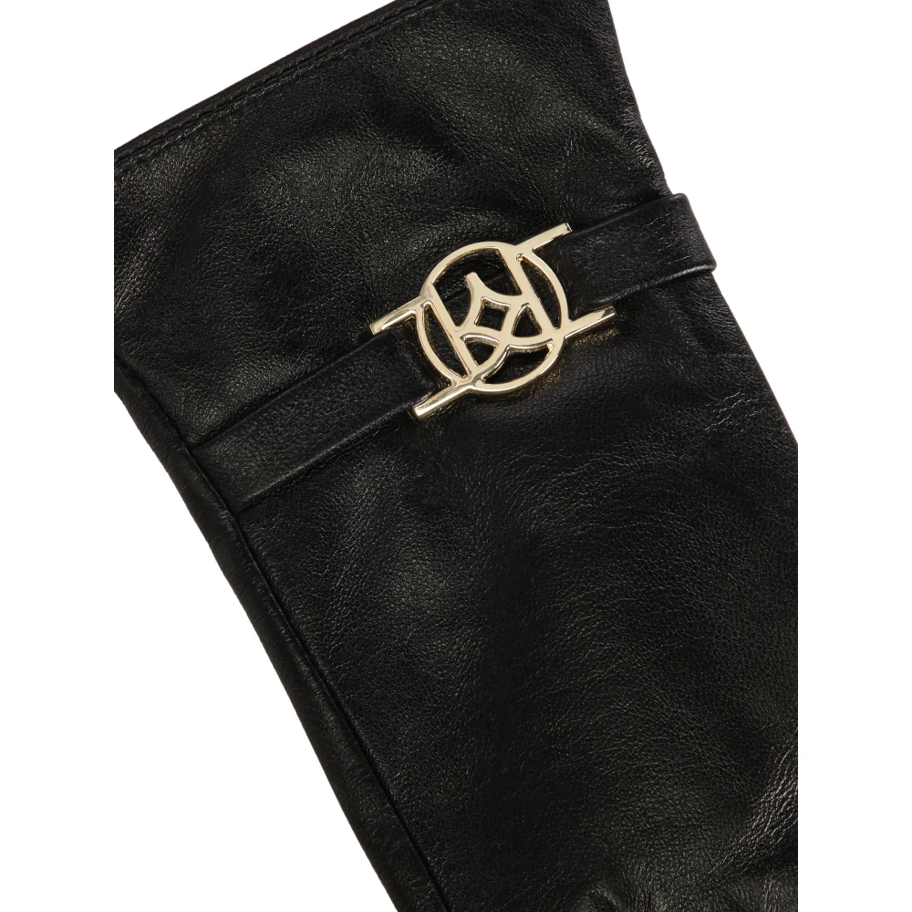Kazar Zwarte leren handschoenen met monogramband Black Dames