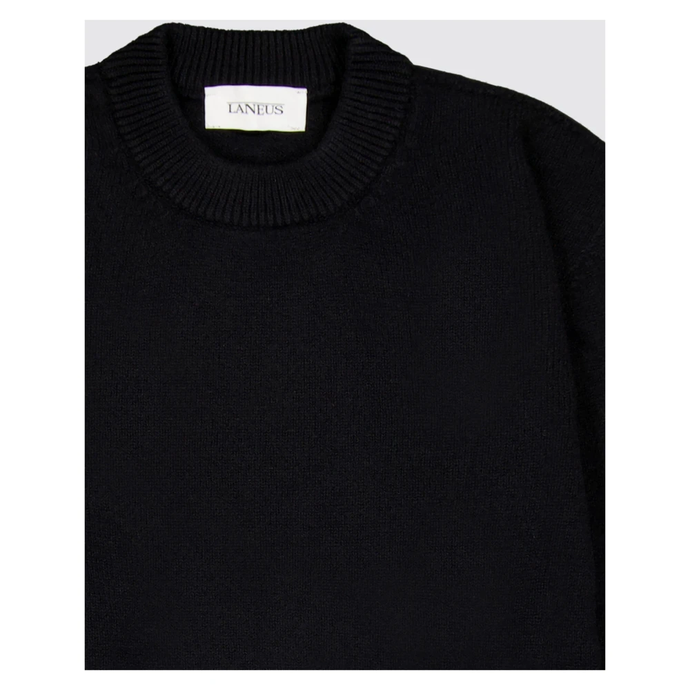 Laneus Comfortabele Merino Cashmere Trui Black Heren