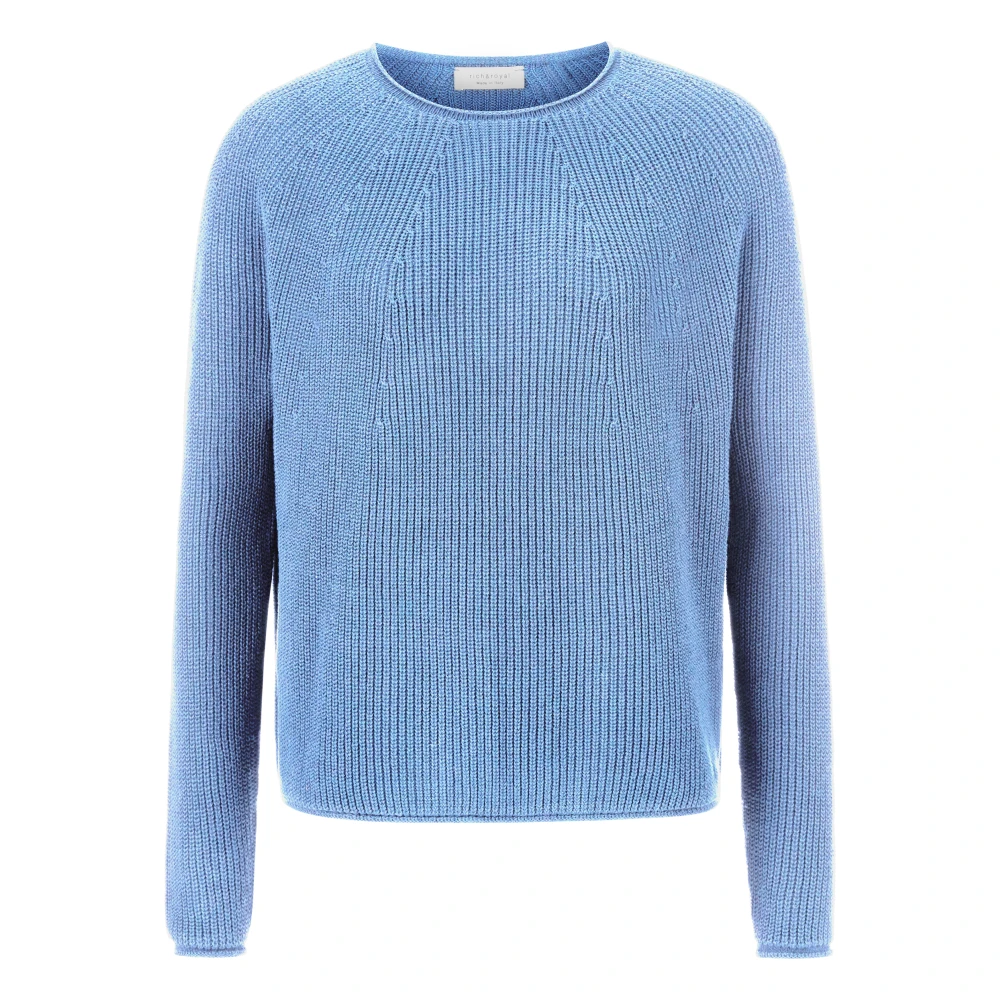 Rich & Royal Naadloze Crew-neck Cardigan Blue Dames