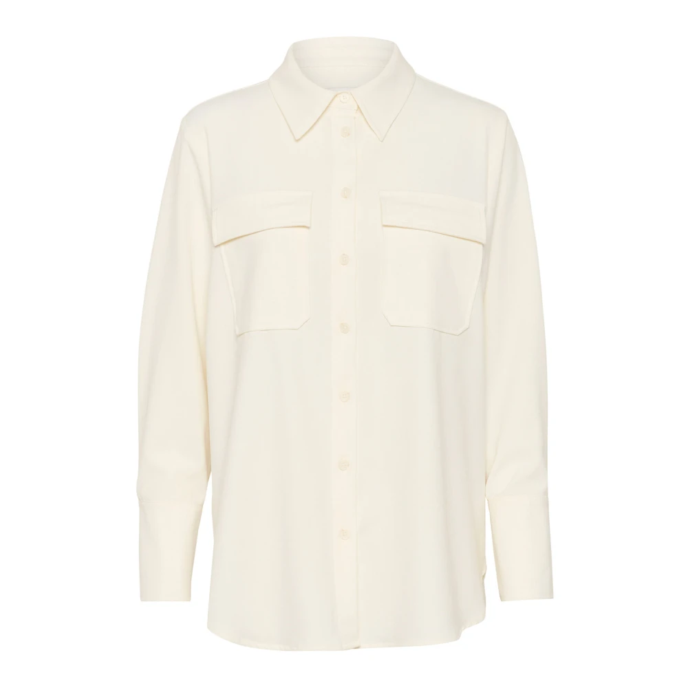 My Essential Wardrobe Witte Blouse met Grote Borstzakken White Dames