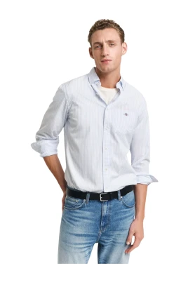 Regular Fit Randig Poplinsskjorta
