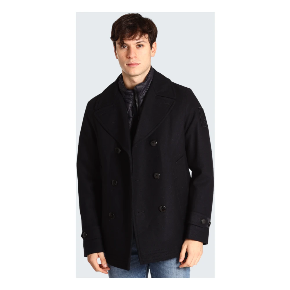 MCS Elegante Heren Korte Double-Breasted Jas Blue Heren