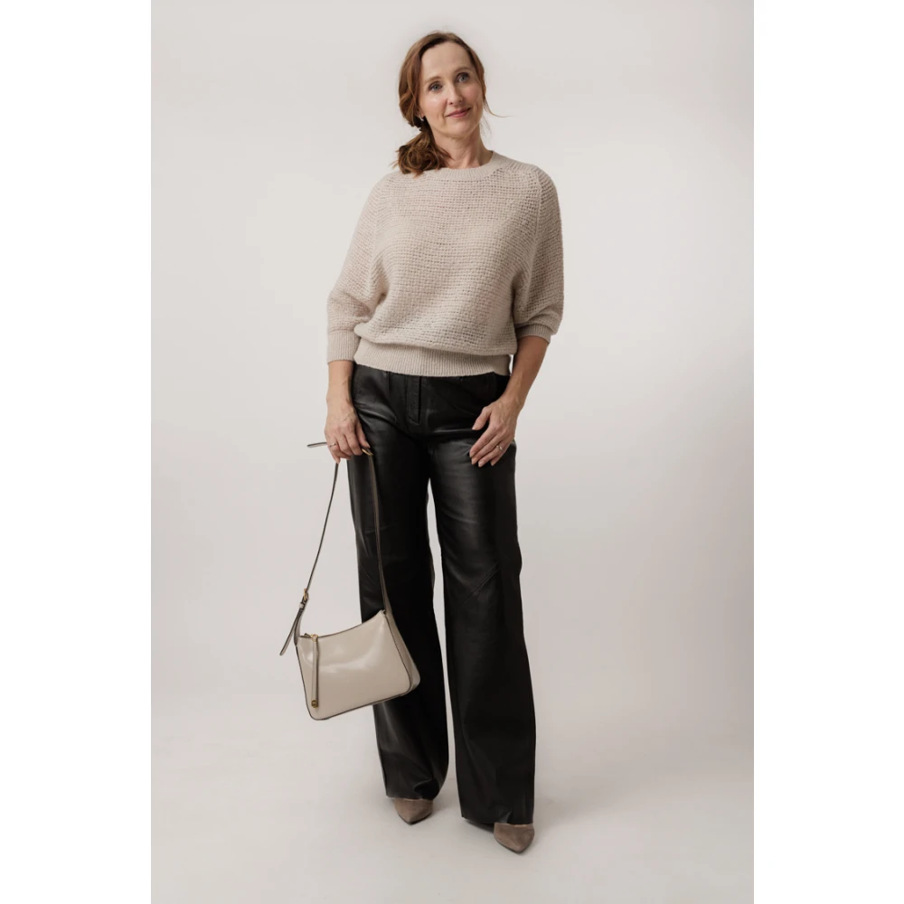 PESERICO Gebreide Pullover met Ronde Hals Gray Dames