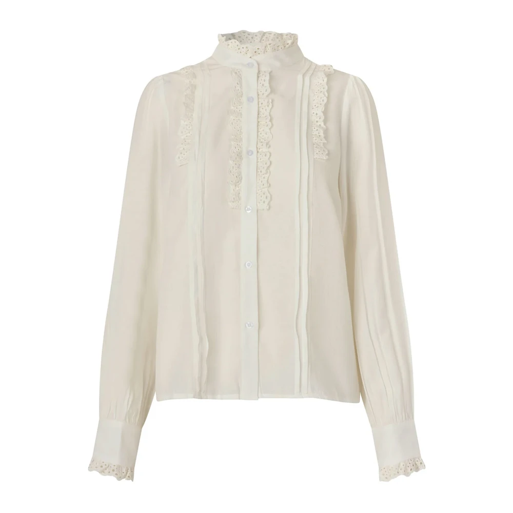 Lollys Laundry Elegante witte shirt met romantische details White Dames