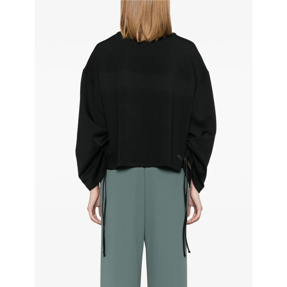Emporio Armani Zwarte trui met drop-schouders Black Dames