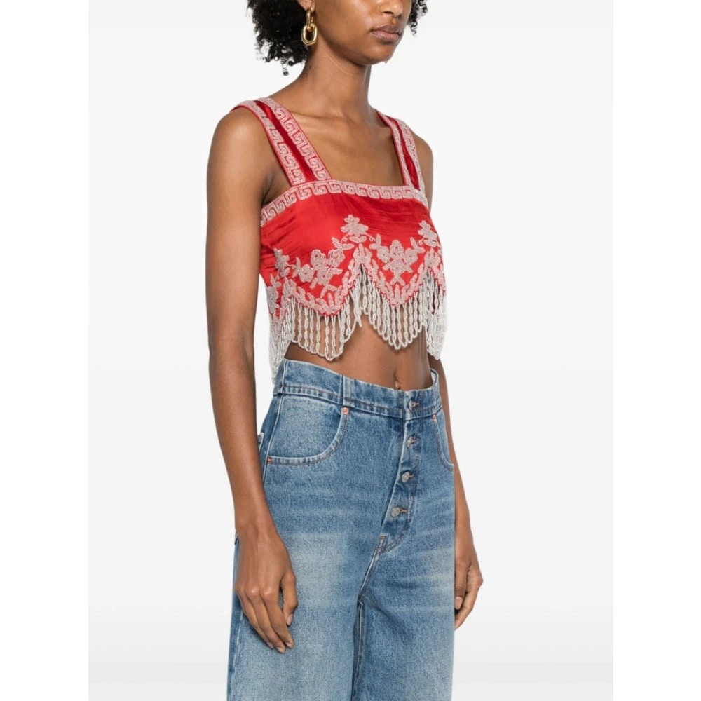 Bode Bordeaux Fringe Top Brown Dames