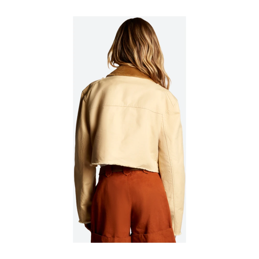 Fay Katoenen canvas jas met fluwelen kraag Beige Dames