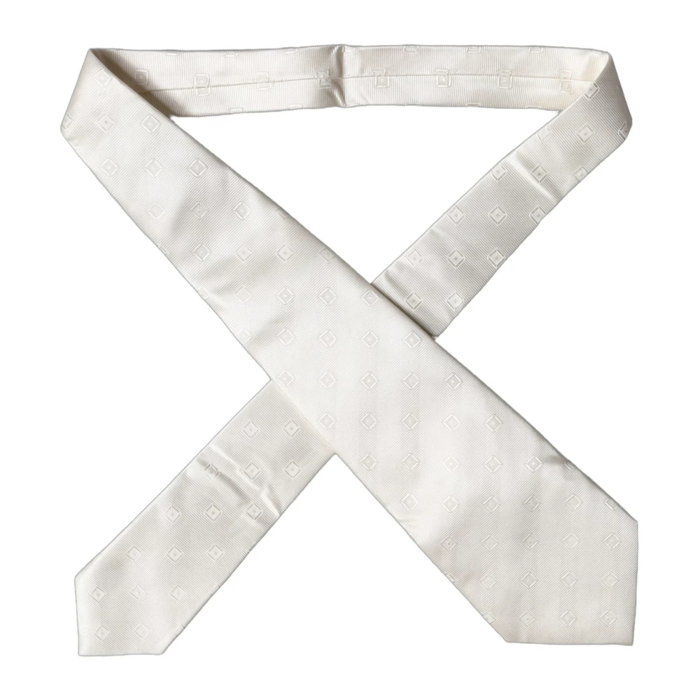 Dolce & Gabbana Vrouw Wit Accessoires Dames, One Size, Geometric Silk Adjustable Necktie