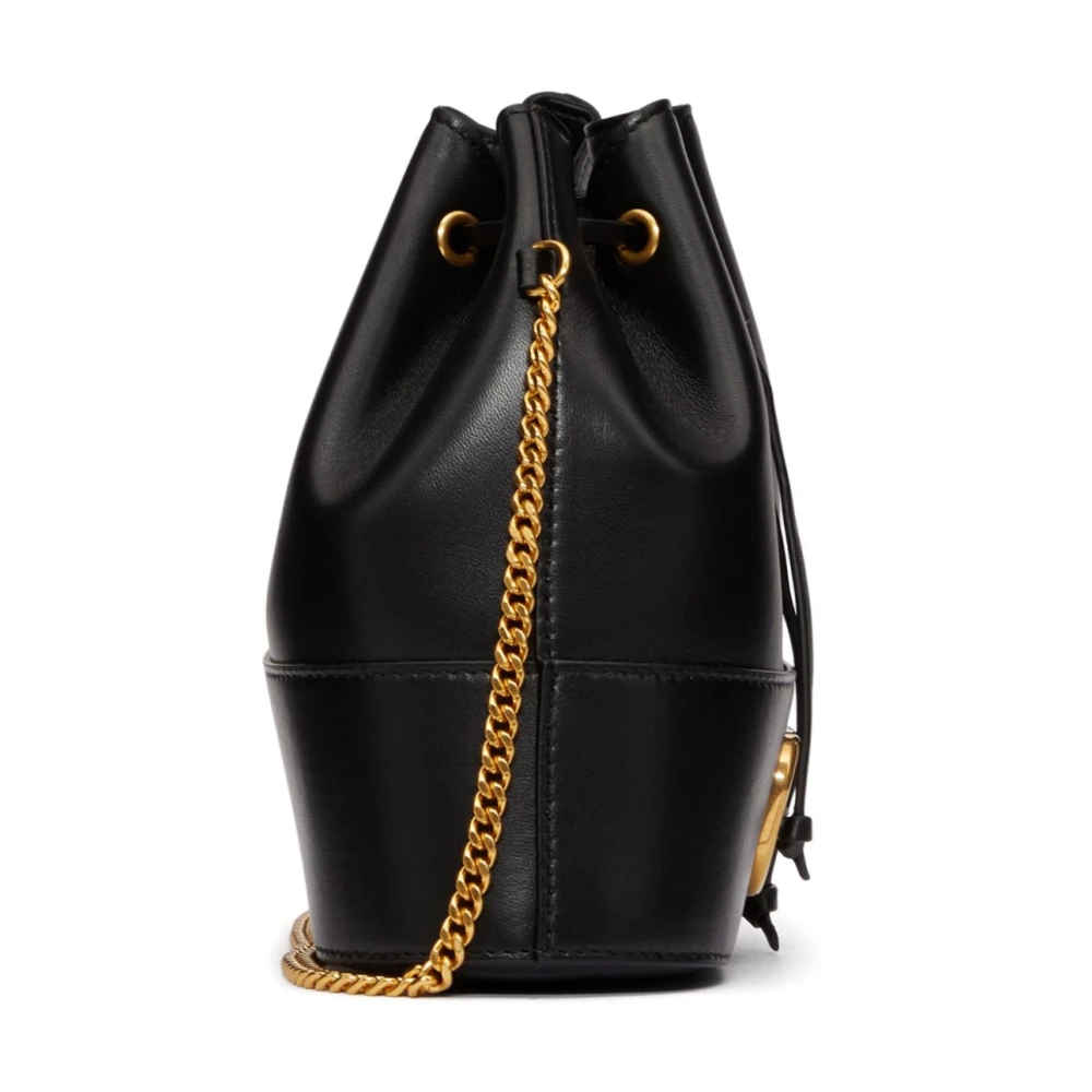 Valentino Garavani Zwarte Kalfsleren Trekkoordtas Black Dames