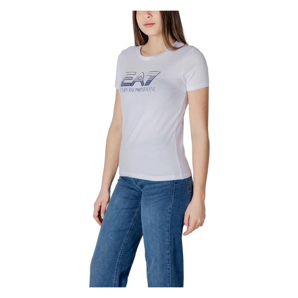 Emporio Armani EA7 Korte mouwen katoenen T-shirt collectie White Dames