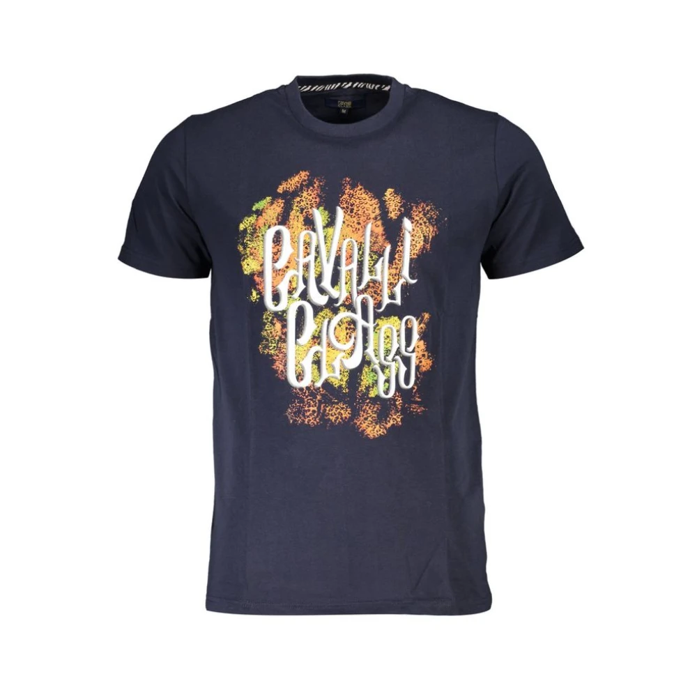 Cavalli Class Gedrukt Logo Ronde Hals T-Shirt Blue Heren