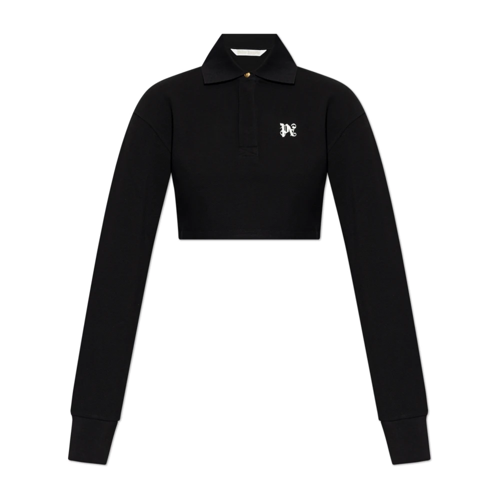Palm Angels Korte Polo Top Black Dames