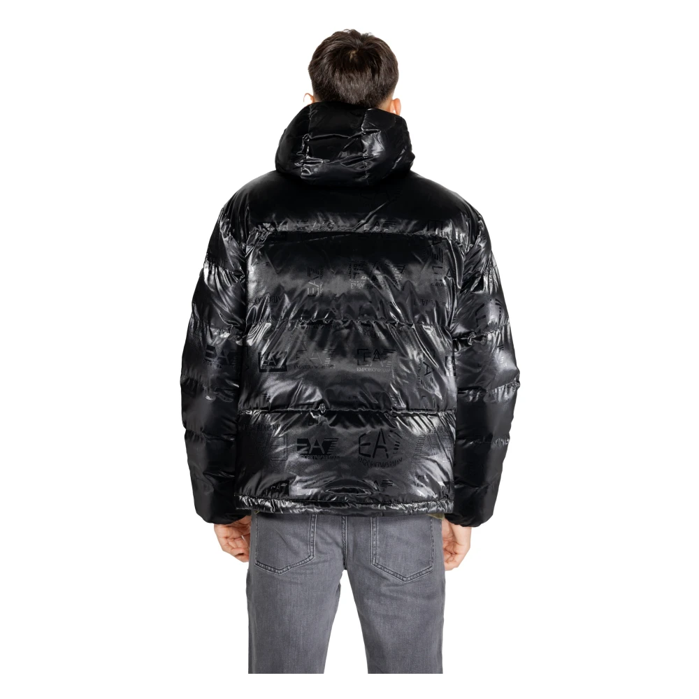 Emporio Armani EA7 Zwarte Hooded Ritsjas voor Mannen Black Heren