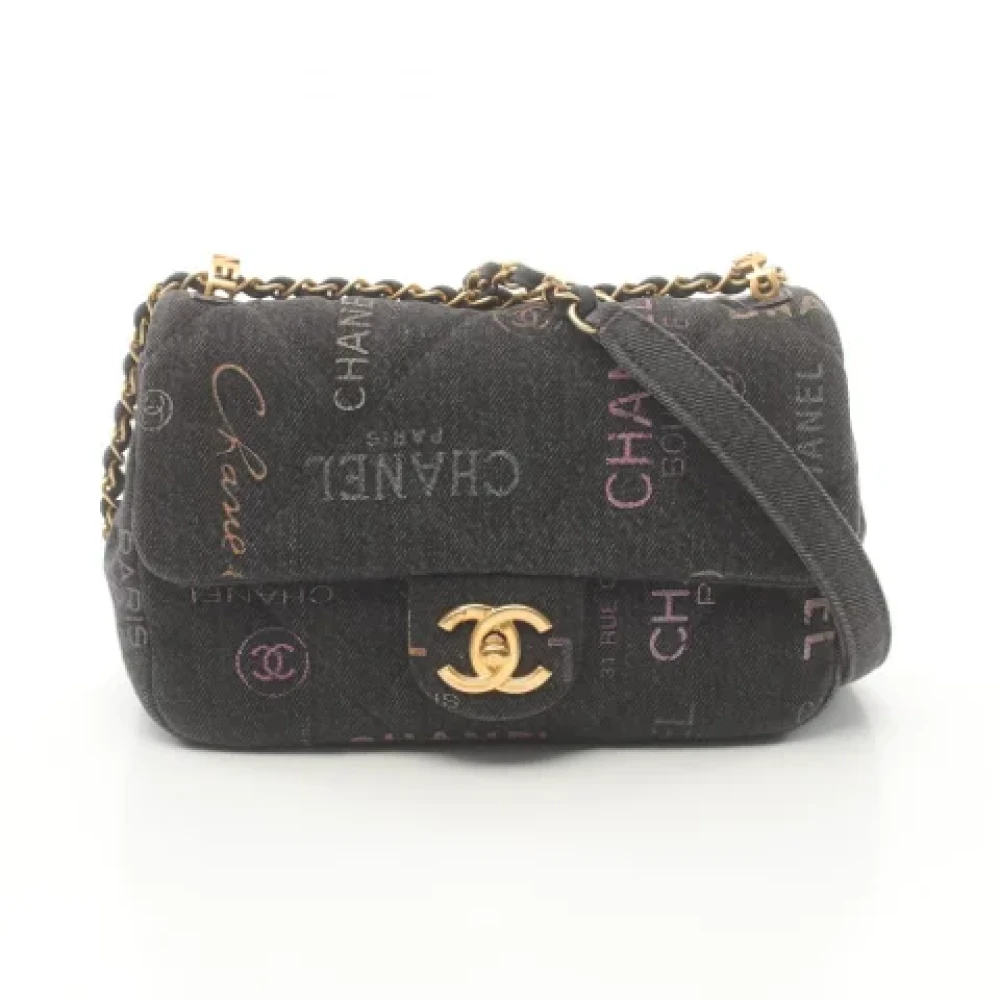 Chanel Vintage Pre-owned Denim shoulder-bags Black Dames