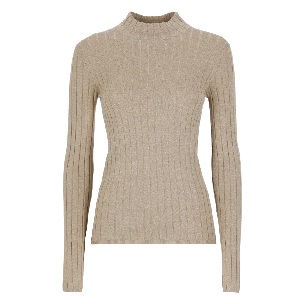 BRUNELLO CUCINELLI Beige Cashmere Blend Sweater met Lurex Beige Dames