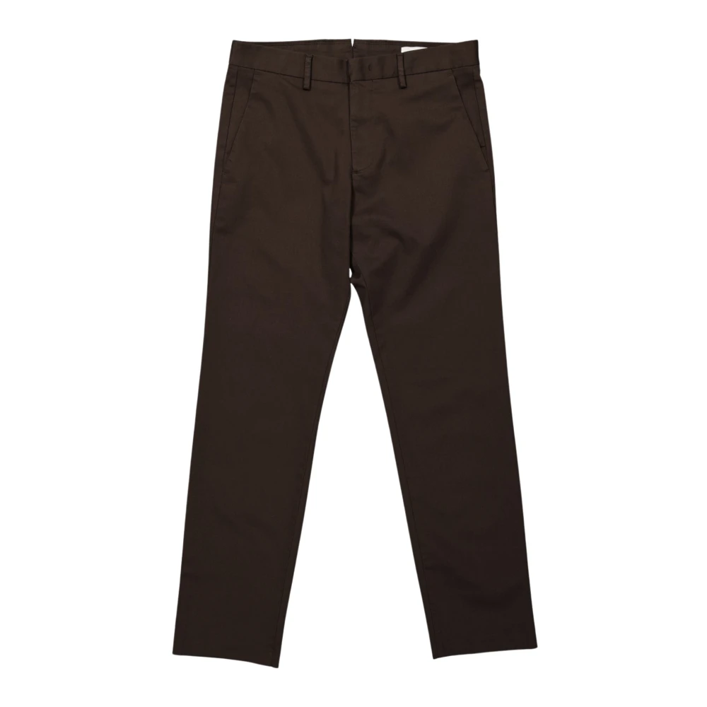 Nn07 Katoenmix broek met vouw Brown Heren
