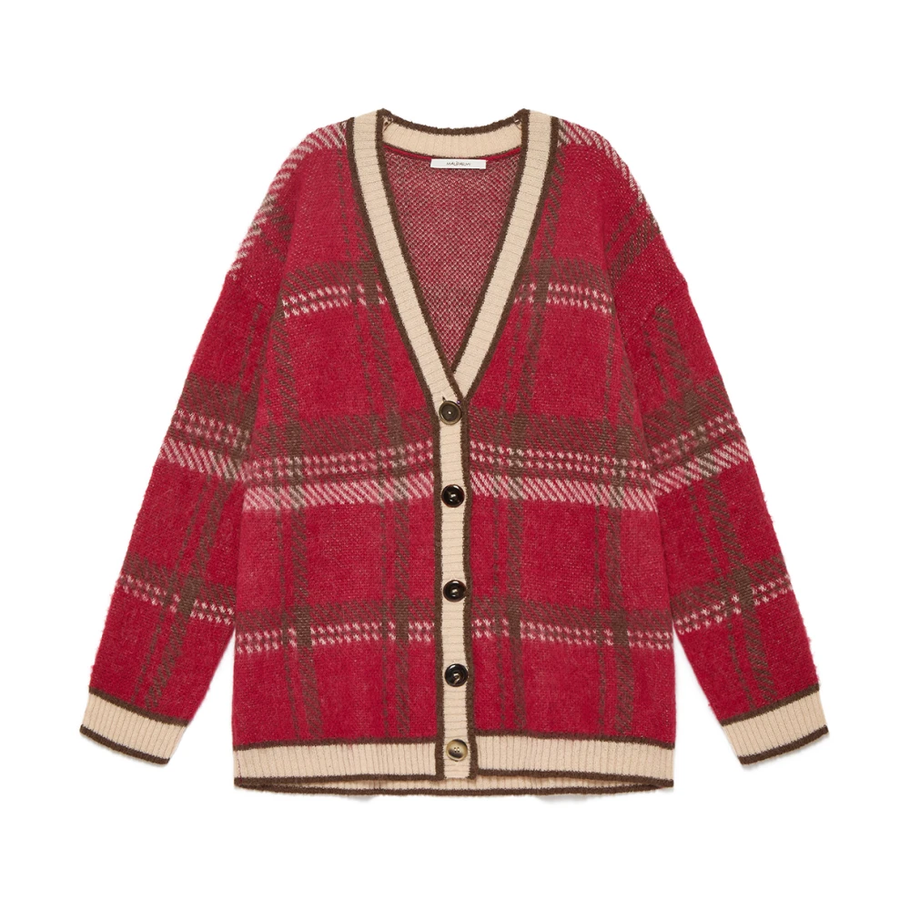 Maliparmi Geruite Cardigan Sweater Red Dames