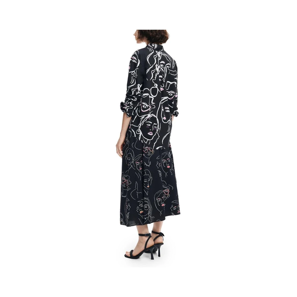 Desigual Gedrukt overhemd met lange mouwen en kraag Black Dames