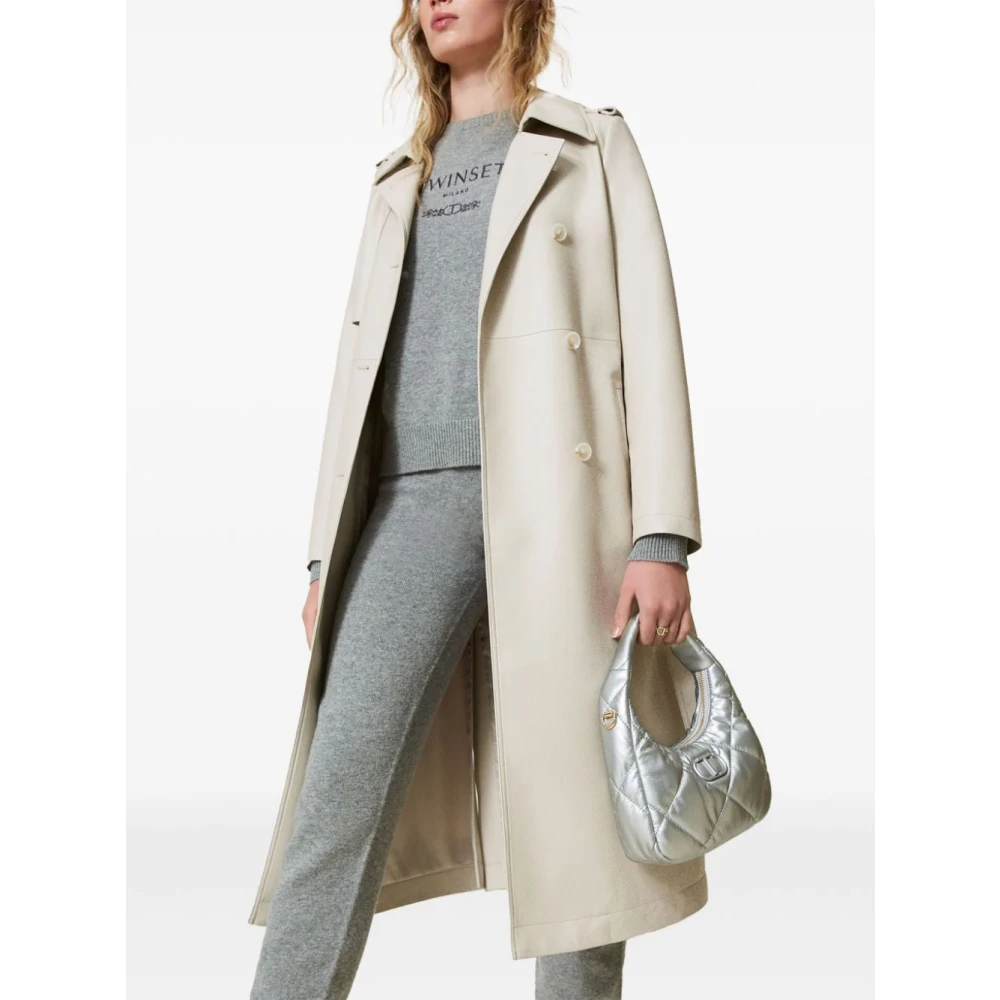 Twinset Gewatteerde Handtas met Bovenhandvat en Schouderband Gray Dames
