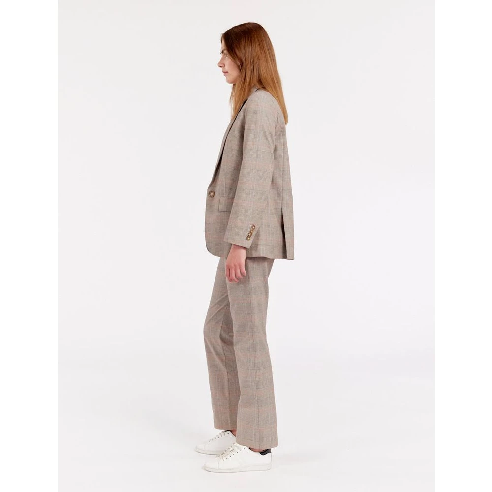 Ines De La Fressange Paris Bruin geruite jas Multicolor Dames