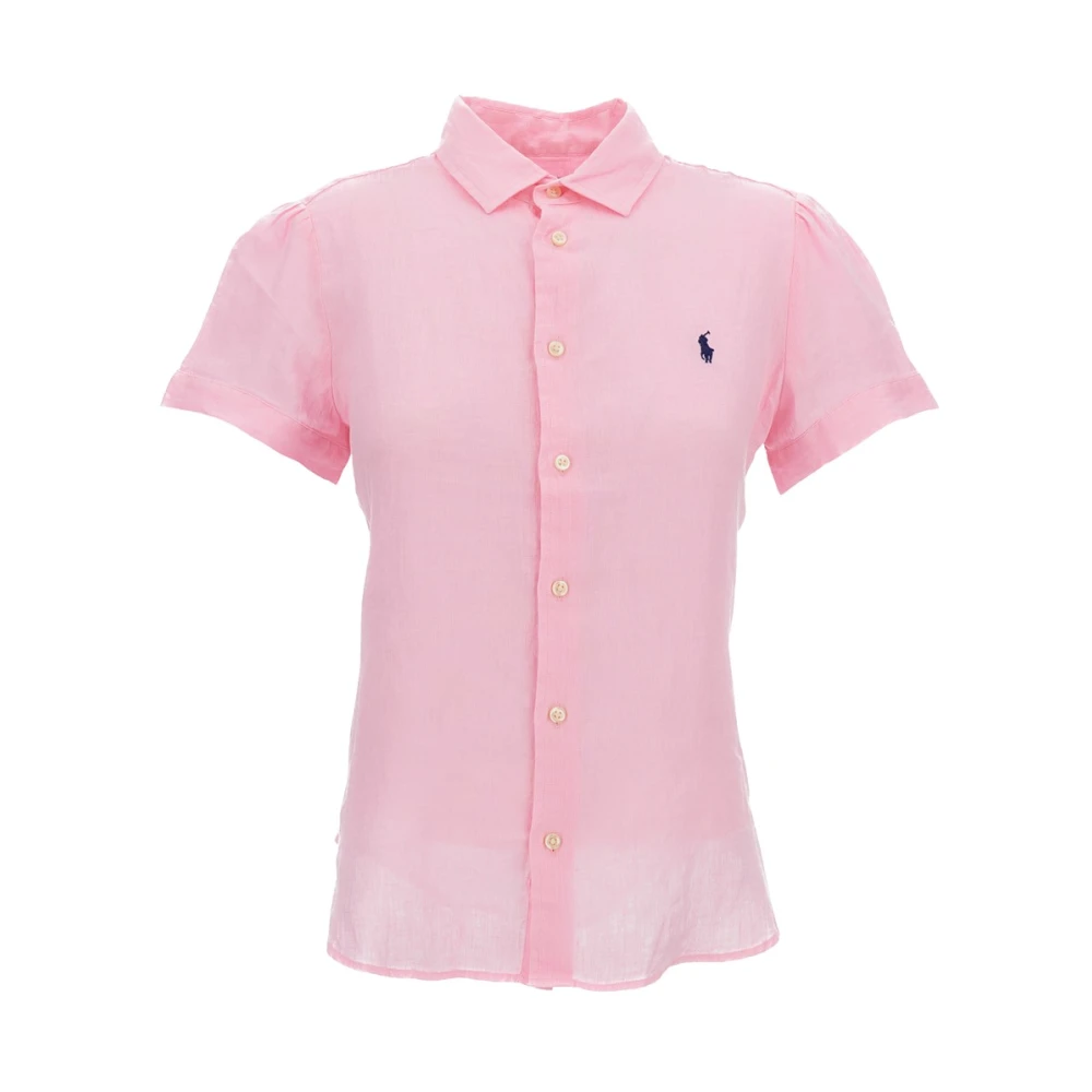 Polo Ralph Lauren Women's Pink Custom Fit Linen Shirt - Shirts - Xs - Blouses & Shirts