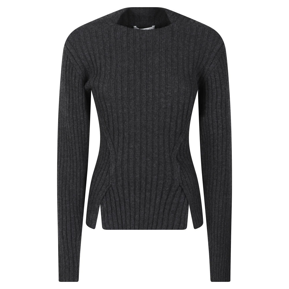 Victoria Beckham Women's Grey Merino Wool Ribbed Sweater - Image 2