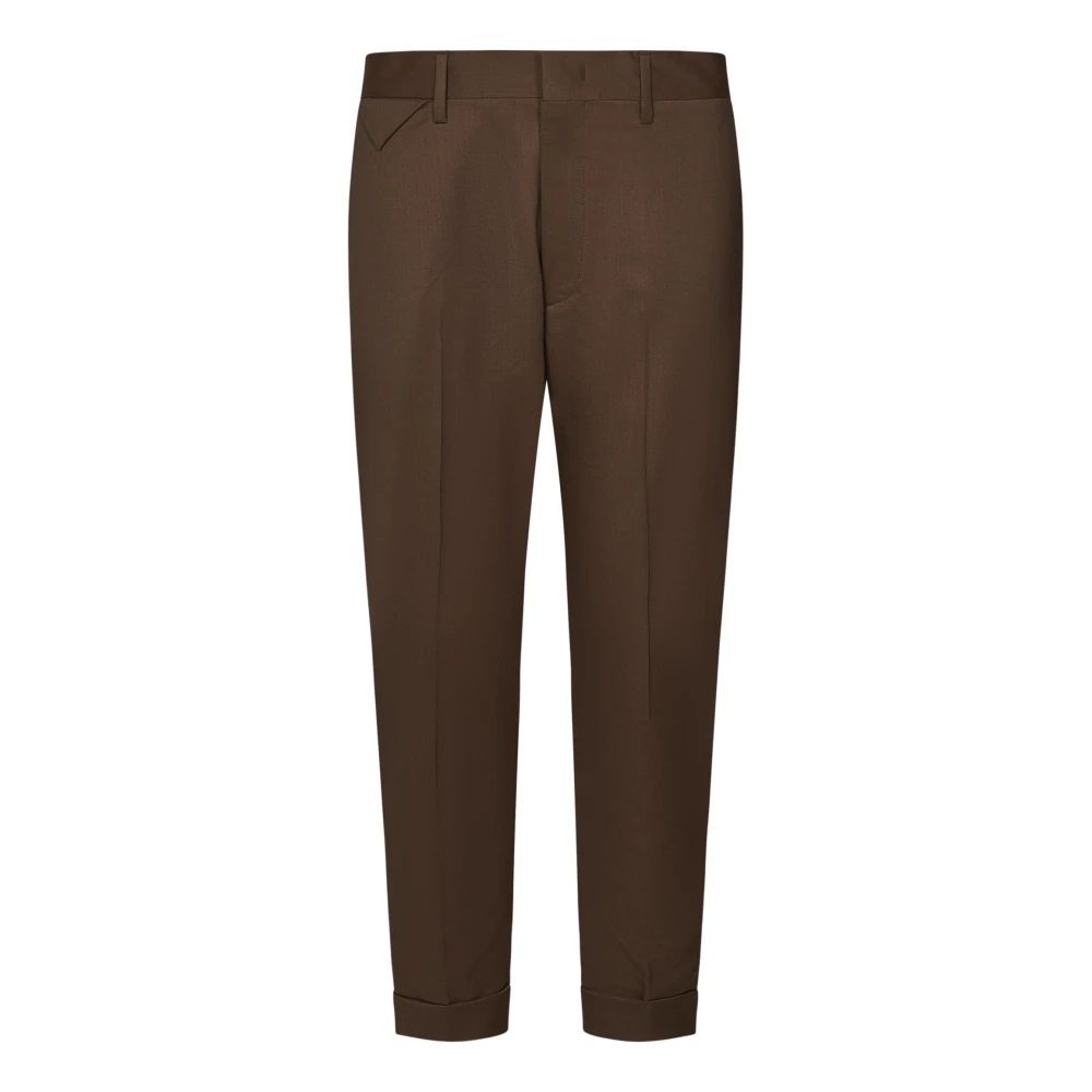 Low Brand Bruine Wolmix Cropped Broek Brown Heren