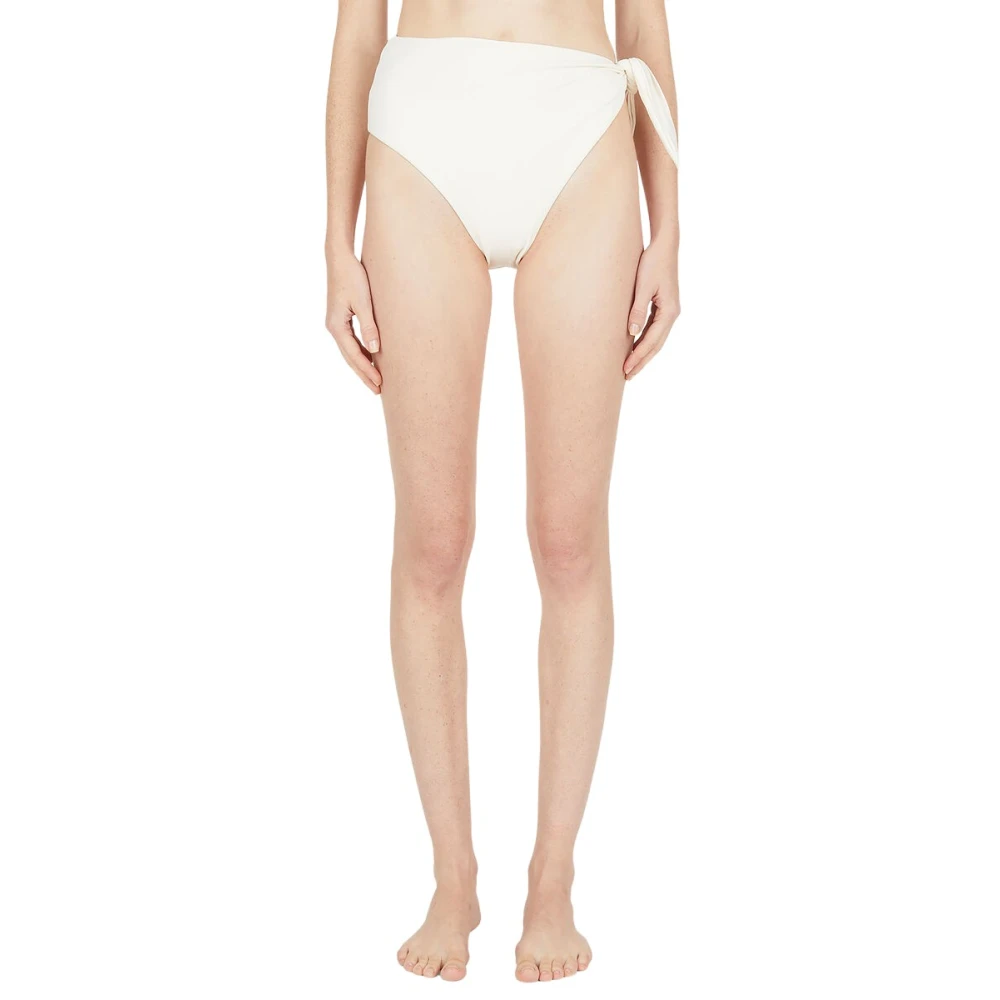 Ziah Women's White Bikinis, S, Asymmetric Tie Bikini Bottoms