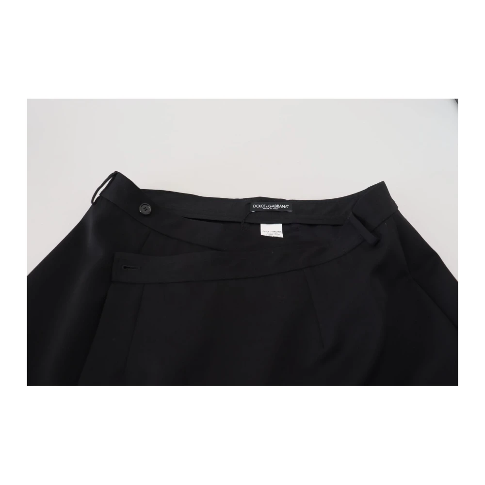 Dolce & Gabbana Zwarte Wol A-lijn Mini Rok Black Dames