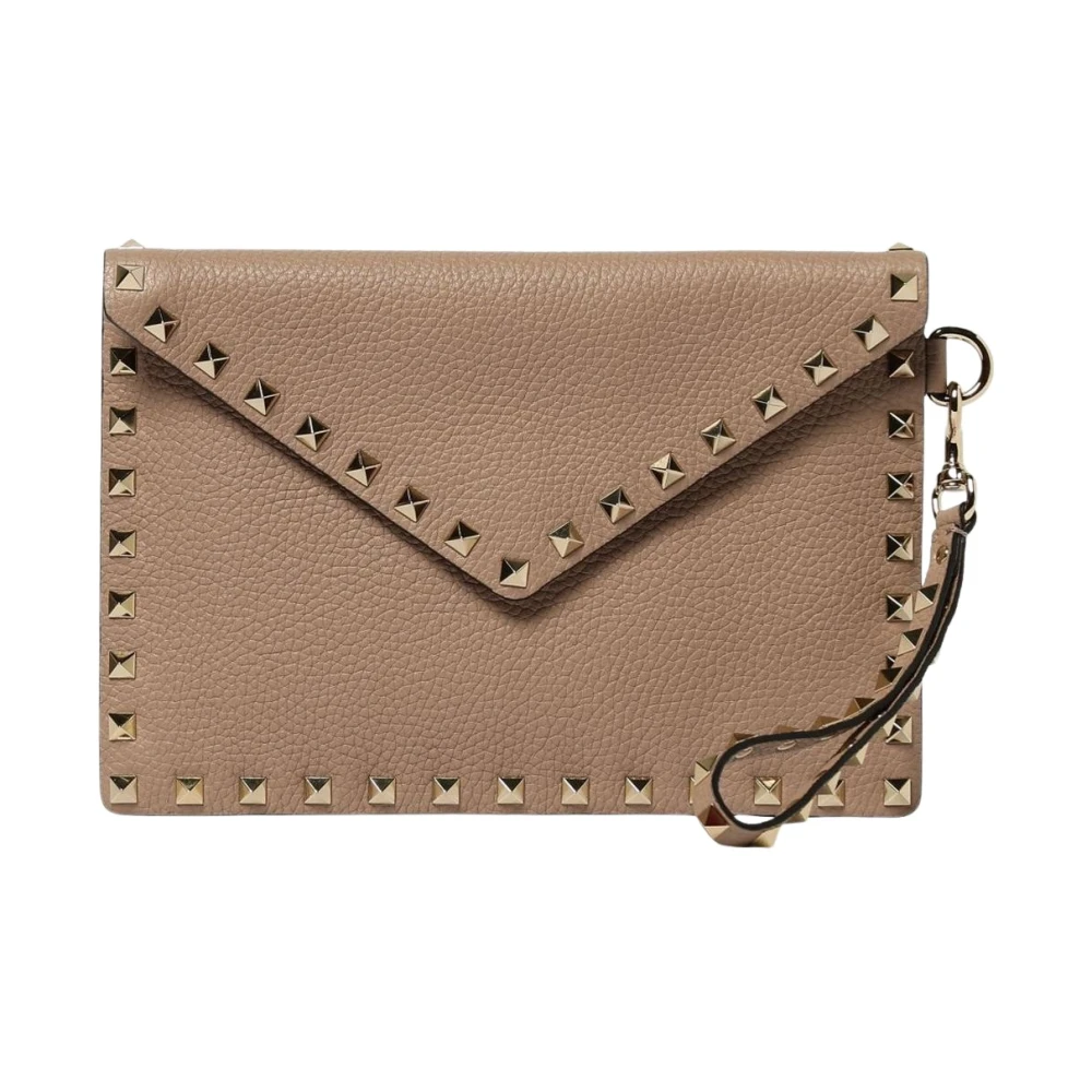 Valentino Garavani Pink Clutches, Female, One Size, Studded Envelope Clutch
