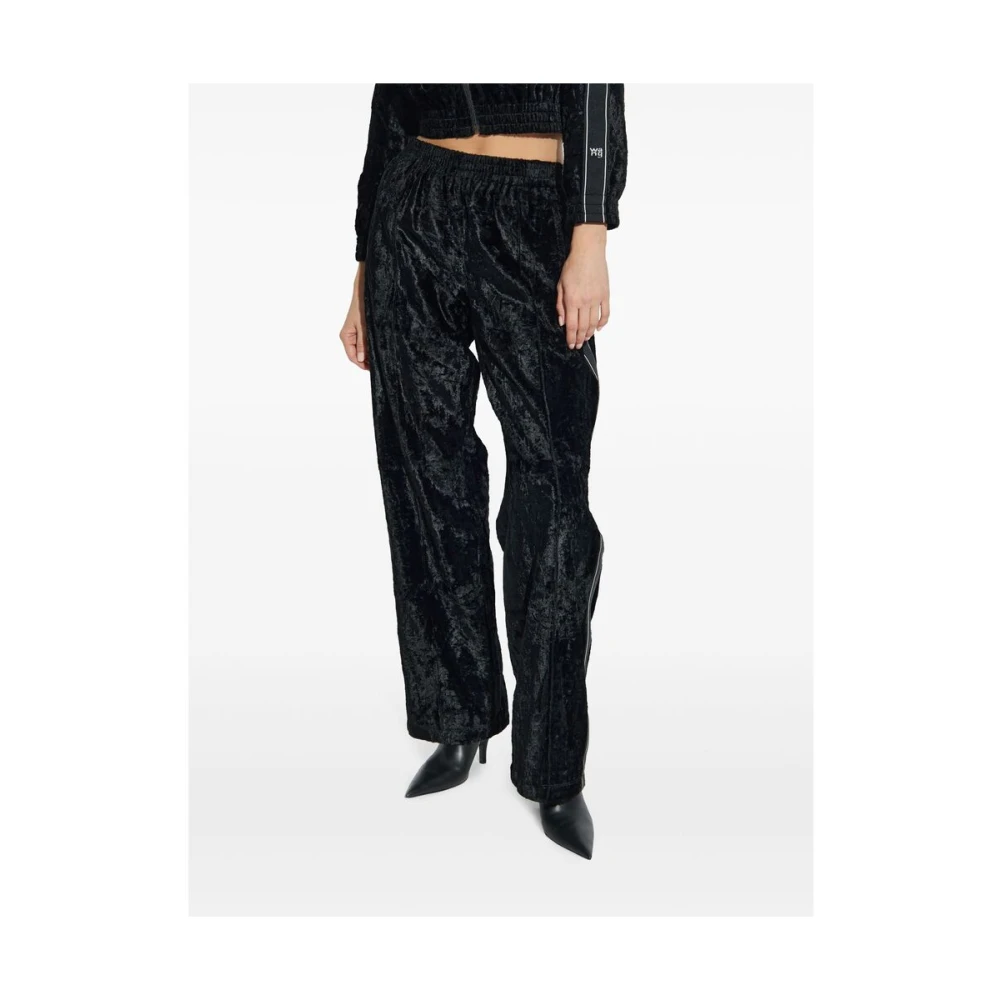 T by Alexander Wang Zwarte Straight Leg Broek met Streep Black Dames